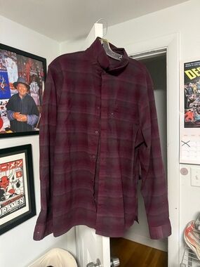 lululemon athletica Men's Burgundy Plaid Button-Down Shirt
